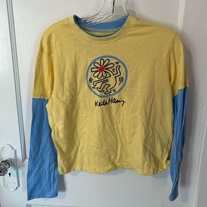 Yellow and blue long sleeve Keith Haring shirt